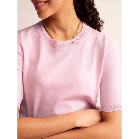 Boden Pink Catriona Cotton Blend Crew Neck Half Sleeve Blouse, size M - Picture 1 of 6